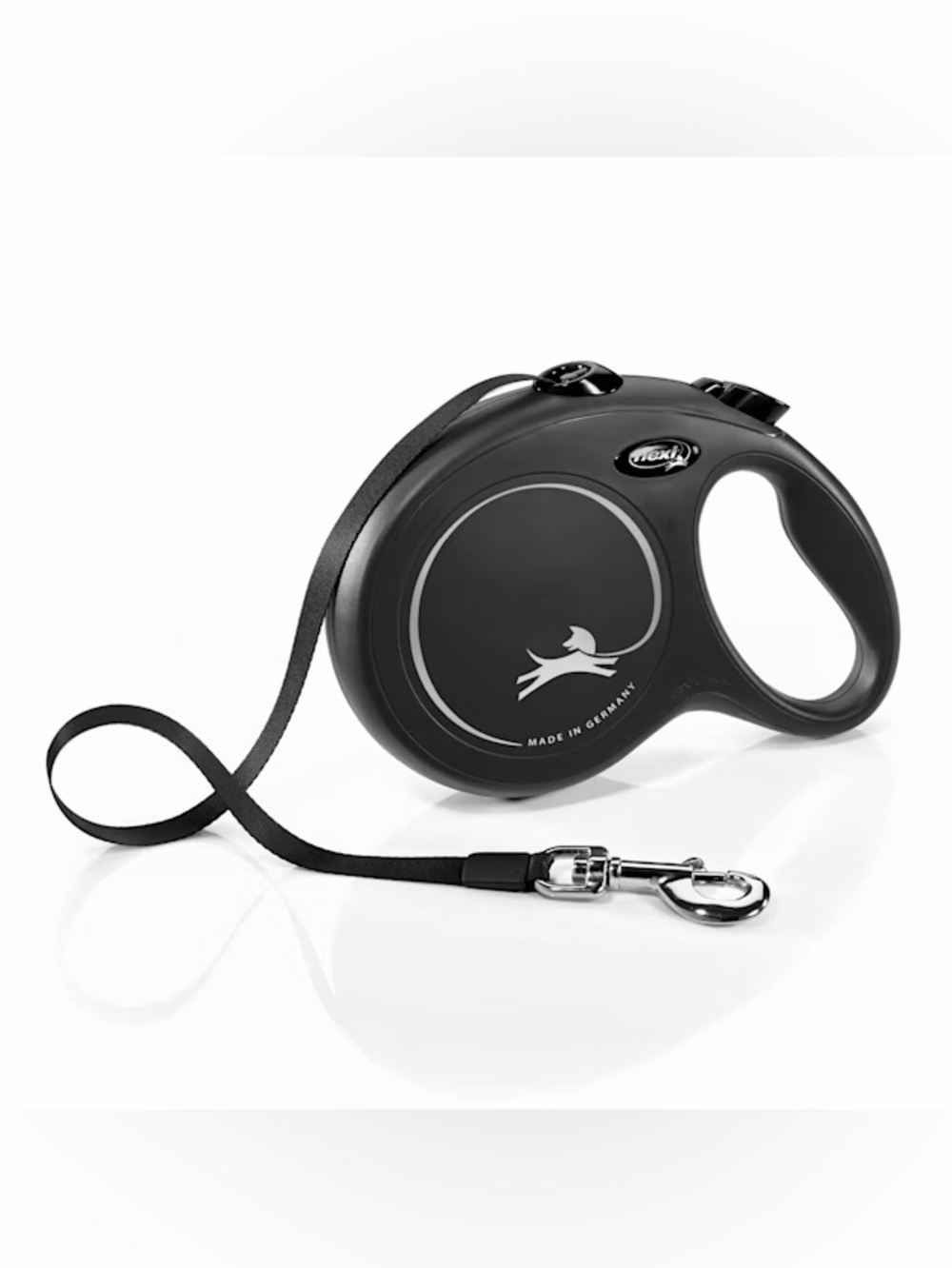 Flexi Black Retractable Dog Leash with Silver Hardware - Small 16ft